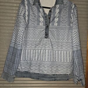 Women's Blue Patterned Blouse